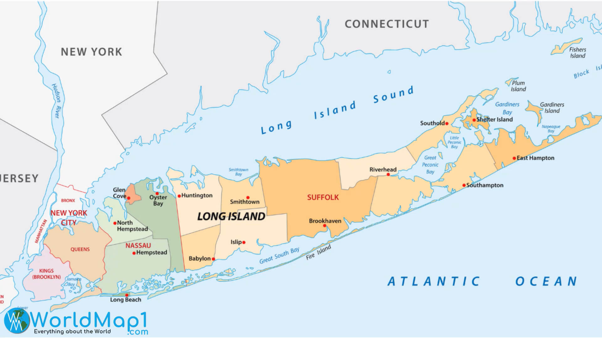 New York Map with Long Island